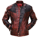 Peter Quill Star Lord Inspired Distressed Maroon Guardian of Galaxy Dirt Leather Jacket - MNCLeather